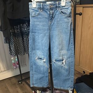 Abercrombie kids high rise wide leg distressed jeans